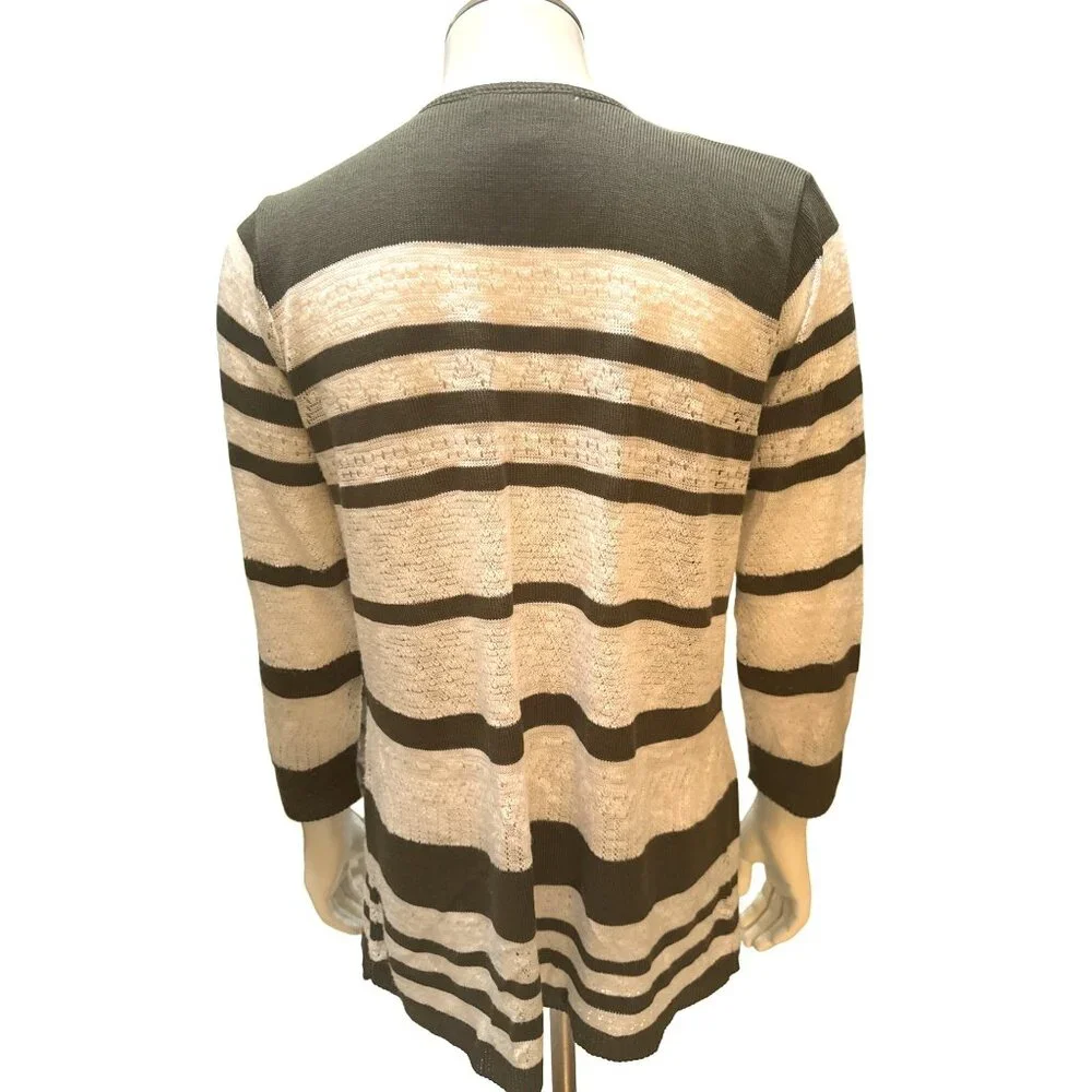 Christopher & Banks Womens Striped Cardigan Open Front Sweater M - Picture 3 of 8